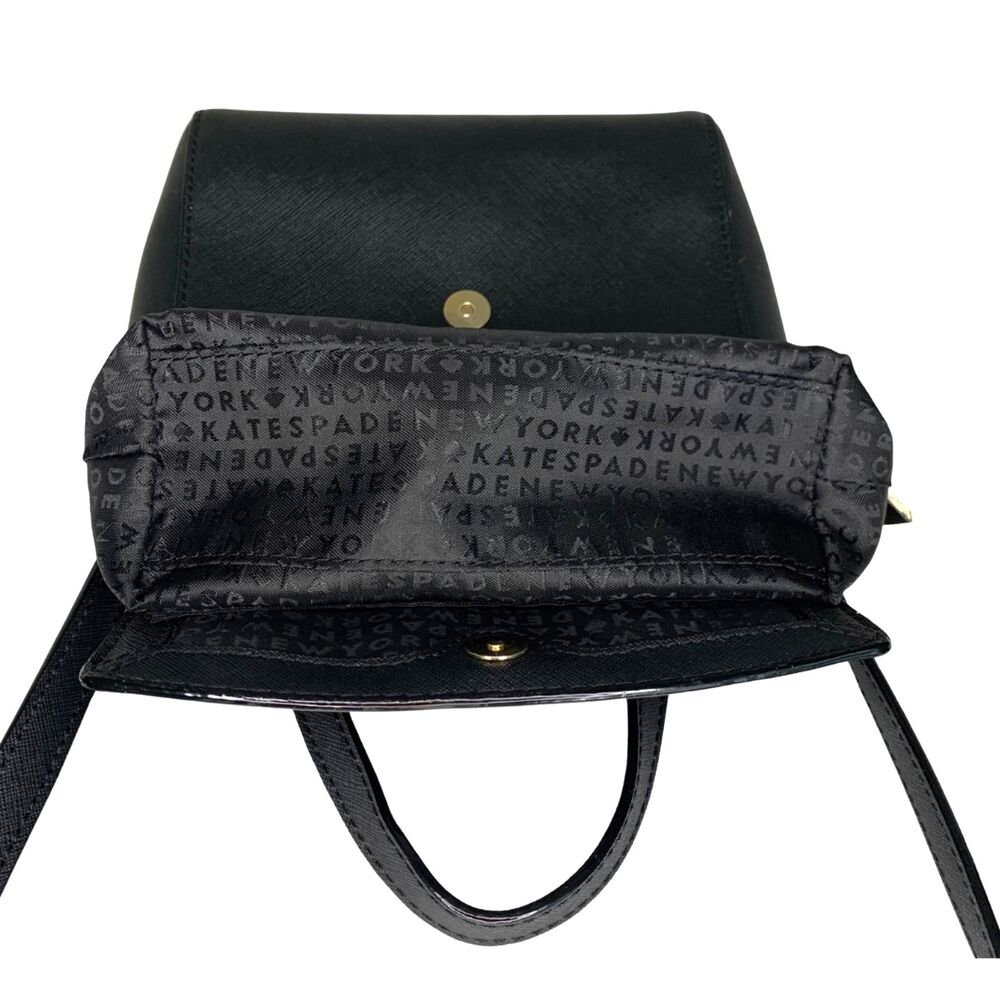Kate Spade Black Leather Mini Flap Satchel/ Crossbody - Picture 12 of 13